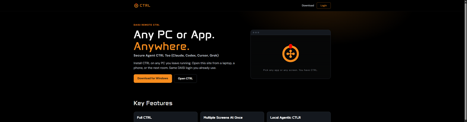 CTRL public site with Download and Login
