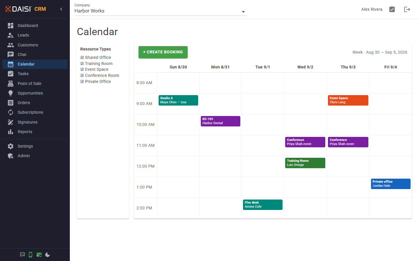 Resource Calendar in DAISI CRM