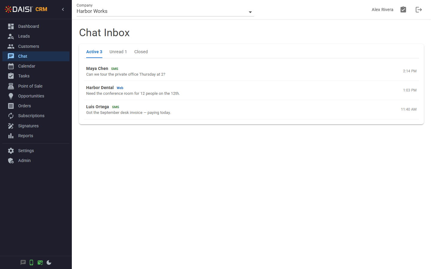 SMS and Web Chat in DAISI CRM