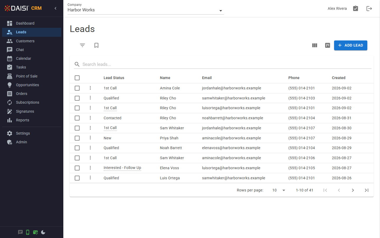 Leads and Customers in DAISI CRM