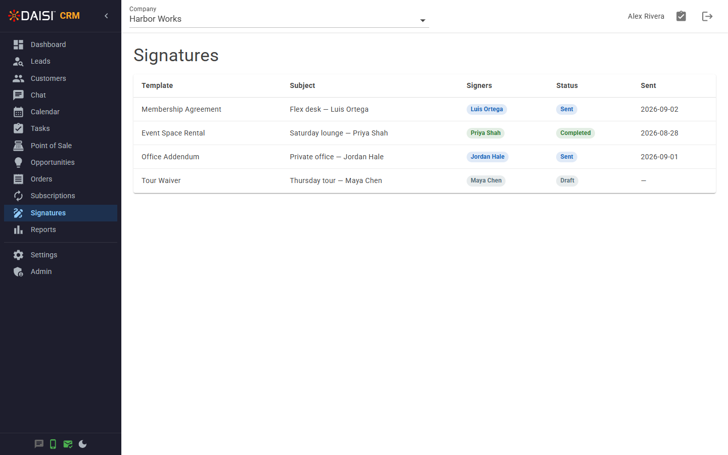 Digital Signatures in DAISI CRM