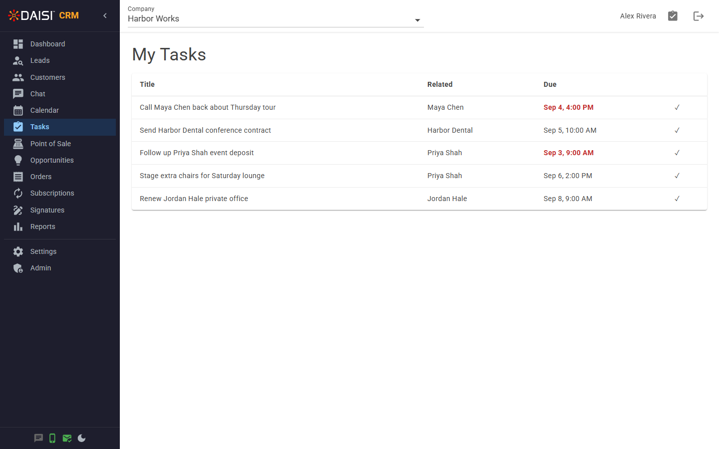 Task Management in DAISI CRM